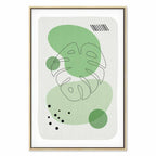 Monstera Line Art Green Canvas Print