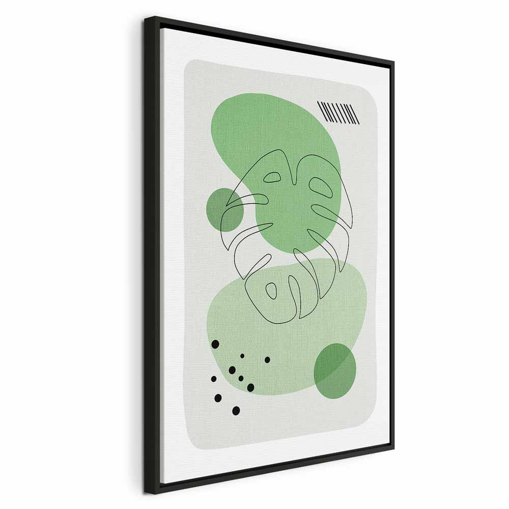 Monstera Line Art Green Canvas Print
