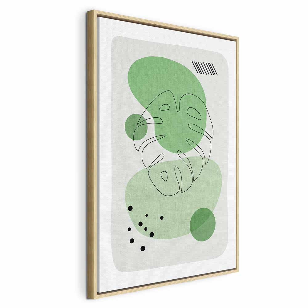 Monstera Line Art Green Canvas Print