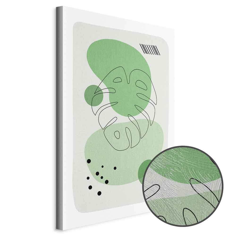 Monstera Line Art Green Canvas Print