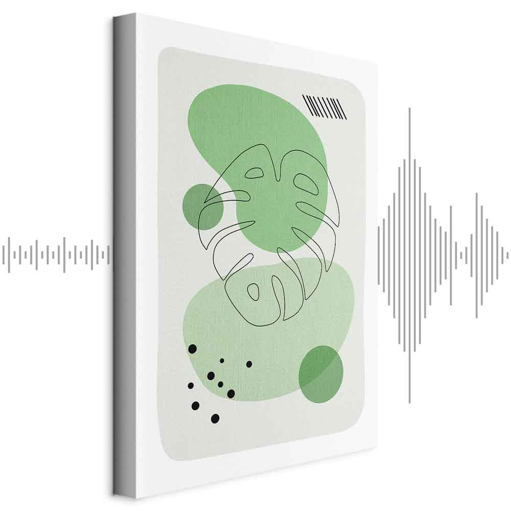 Monstera Line Art Green Canvas Print