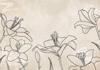 Wall mural nature sketch lineart lilies beige background
