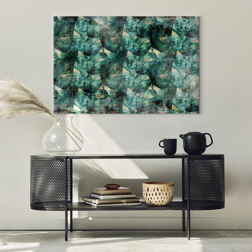 Green Leaves Botanical Wide Canvas Print