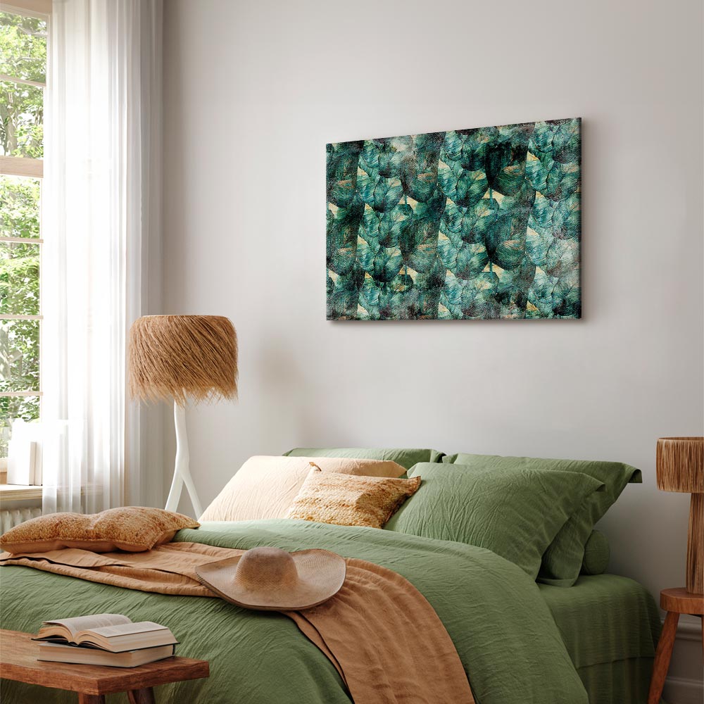 Green Leaves Botanical Wide Canvas Print