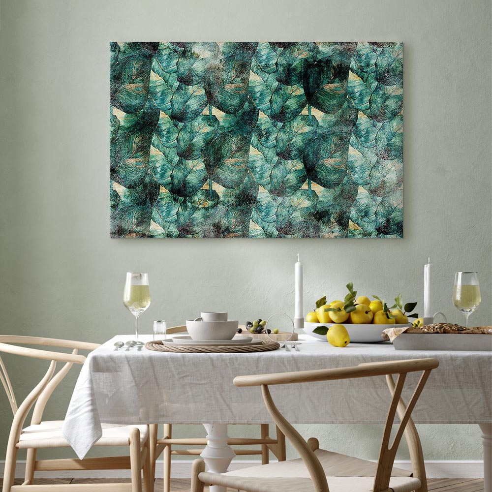 Green Leaves Botanical Wide Canvas Print