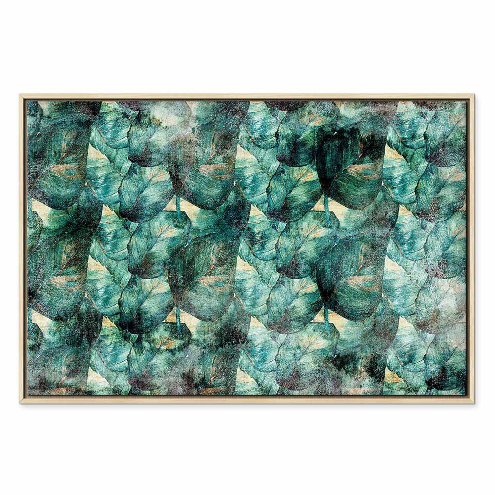 Green Leaves Botanical Wide Canvas Print