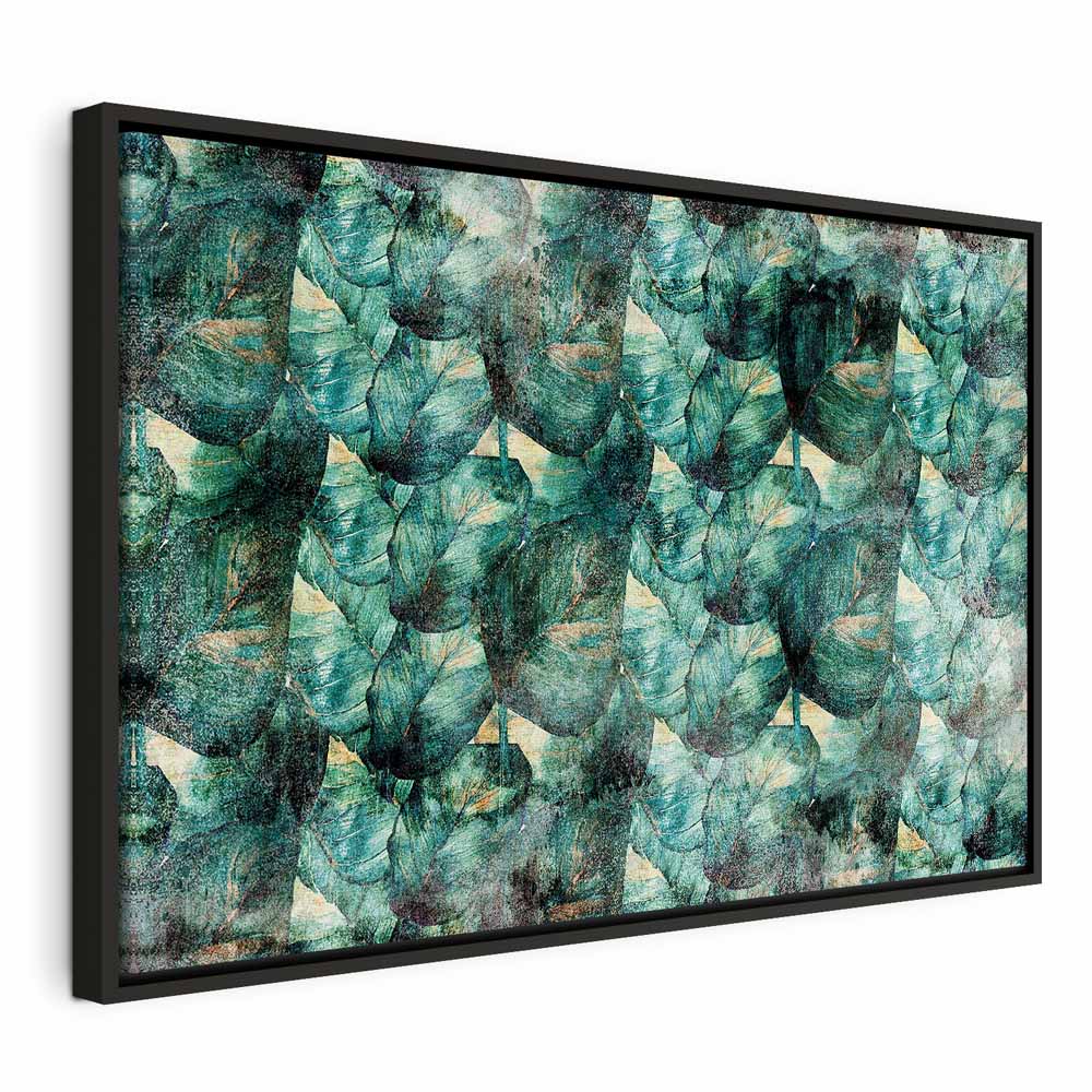 Green Leaves Botanical Wide Canvas Print