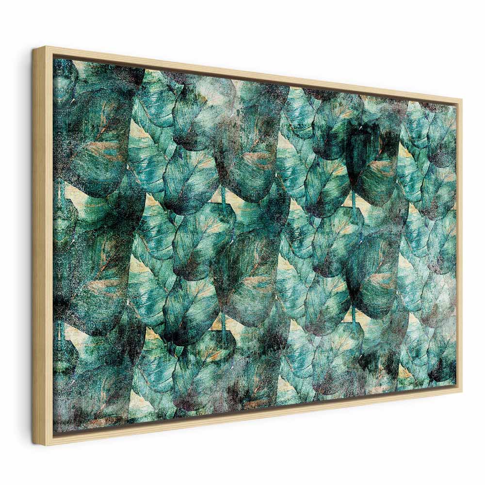 Green Leaves Botanical Wide Canvas Print