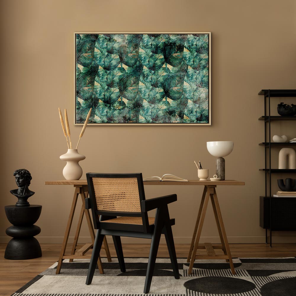 Green Leaves Botanical Wide Canvas Print