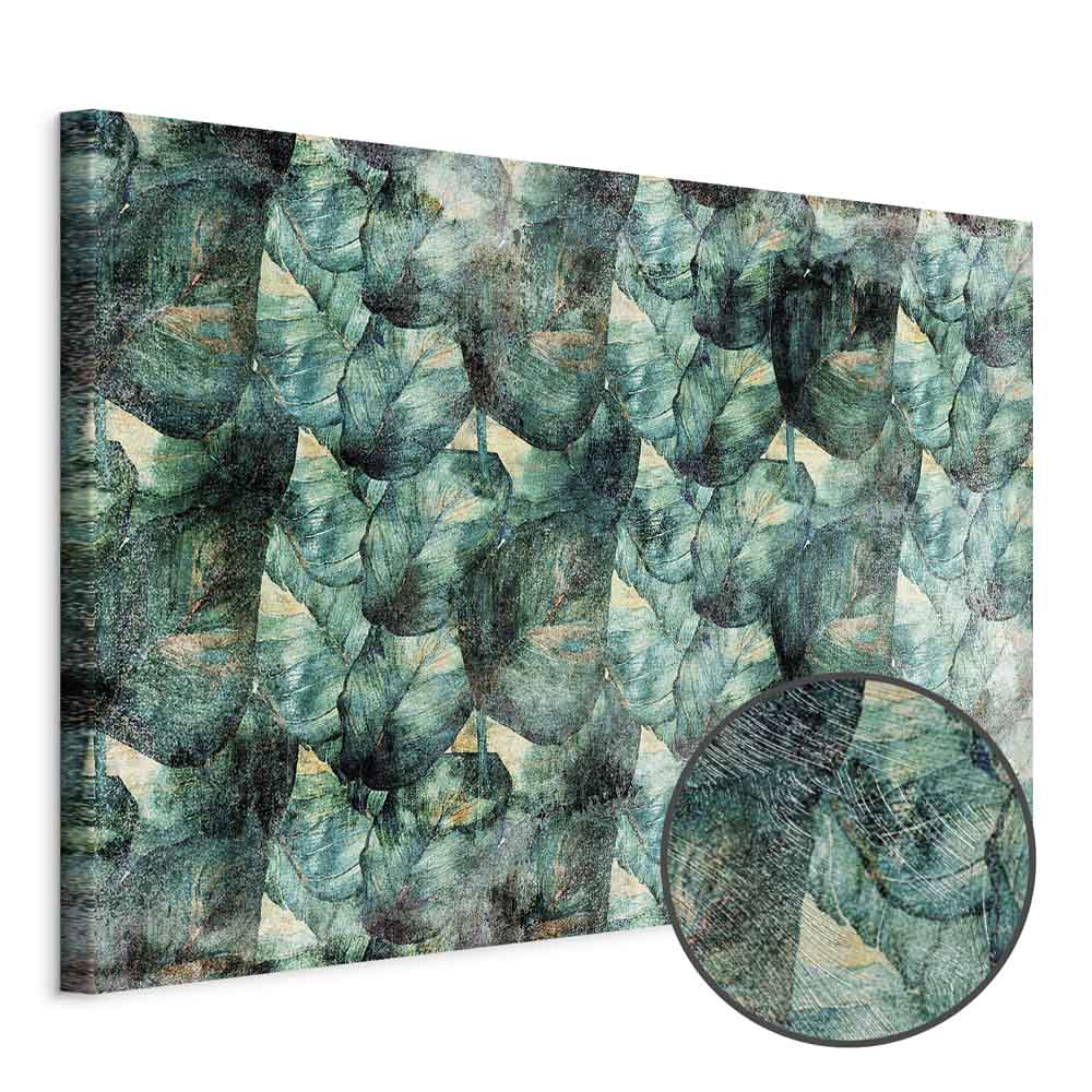 Green Leaves Botanical Wide Canvas Print