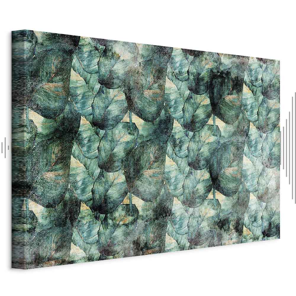 Green Leaves Botanical Wide Canvas Print