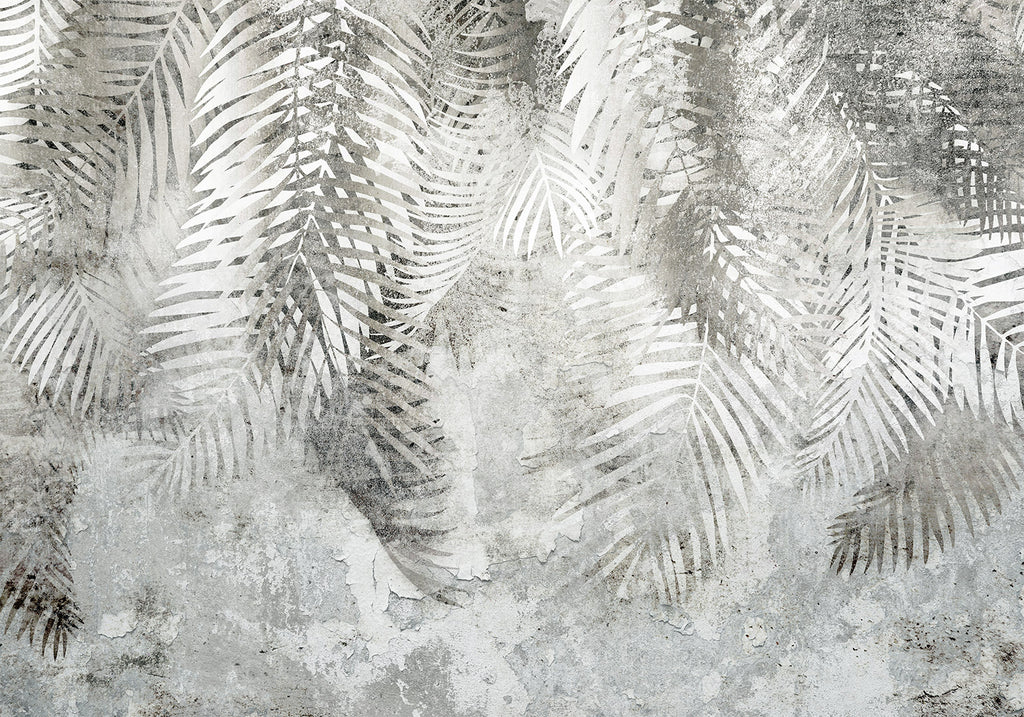 Wall Mural - Grey and White Floral Pattern with Light and Shadow