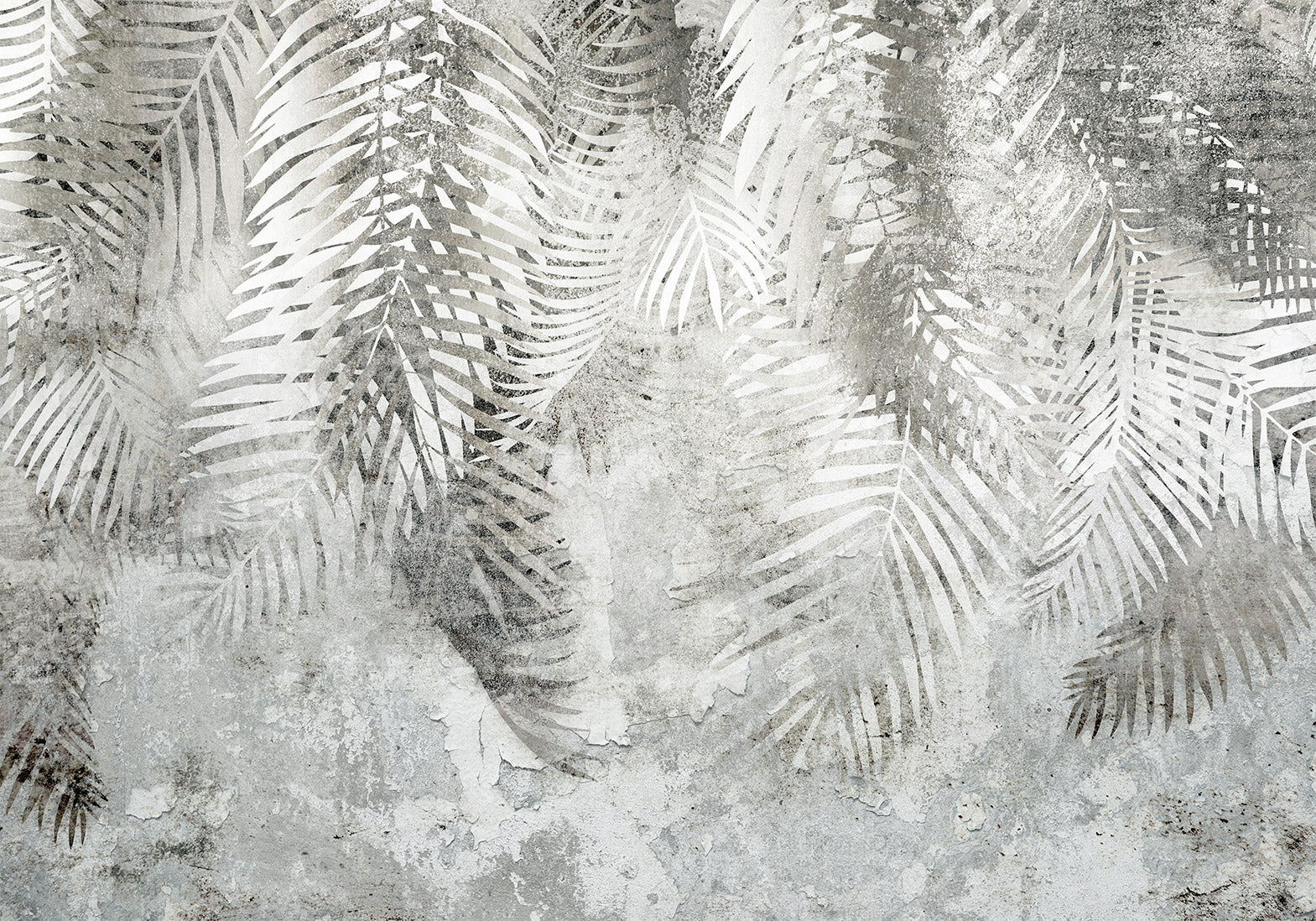 Wall Mural - Grey and White Floral Pattern with Light and Shadow