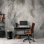 Grey White Floral Light and Shadow Wall Mural