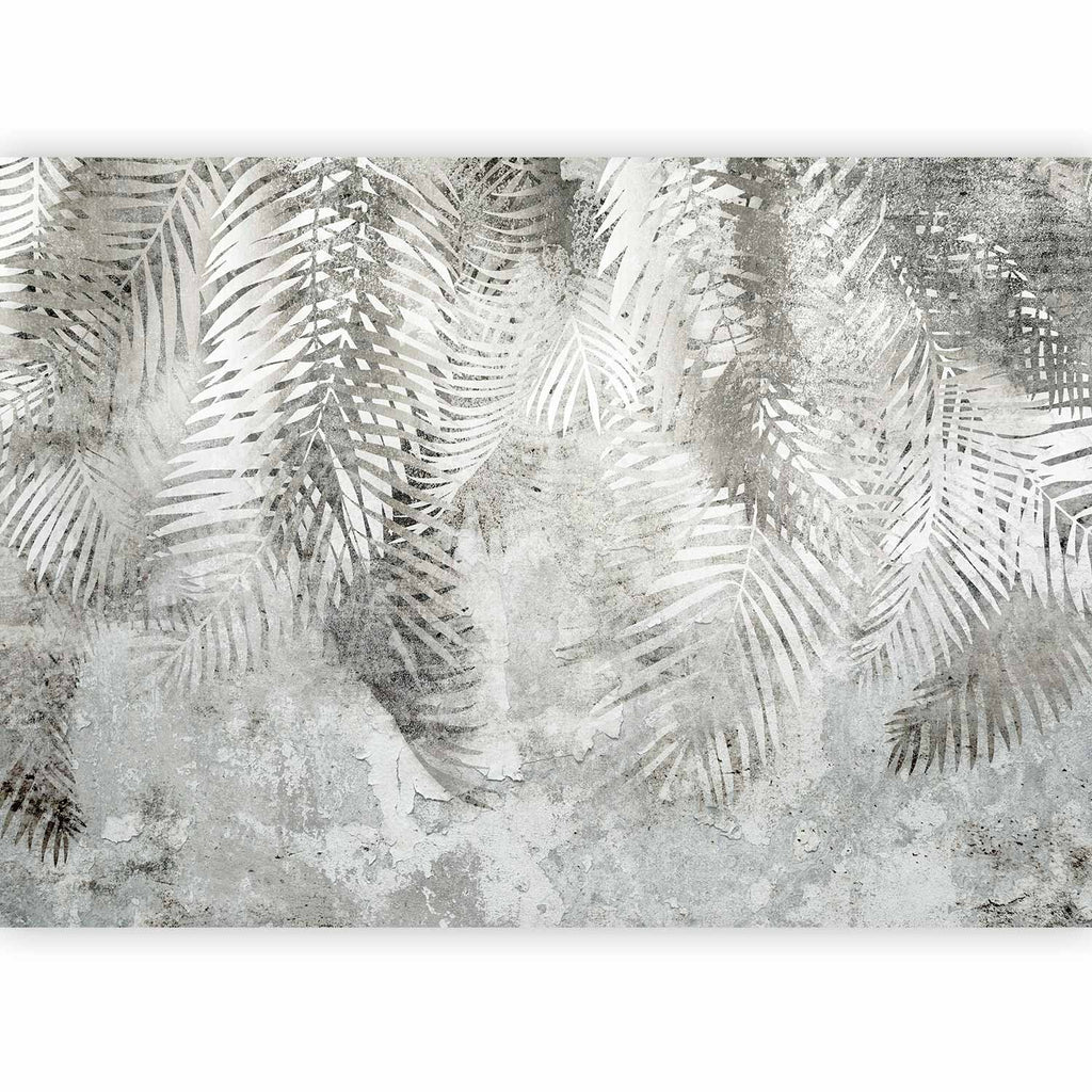 Wall Mural - Grey and White Floral Pattern with Light and Shadow