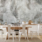 Wall Mural - Grey and White Floral Pattern with Light and Shadow