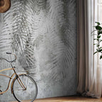 Grey White Floral Light and Shadow Wall Mural