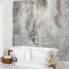 Grey White Floral Light and Shadow Wall Mural