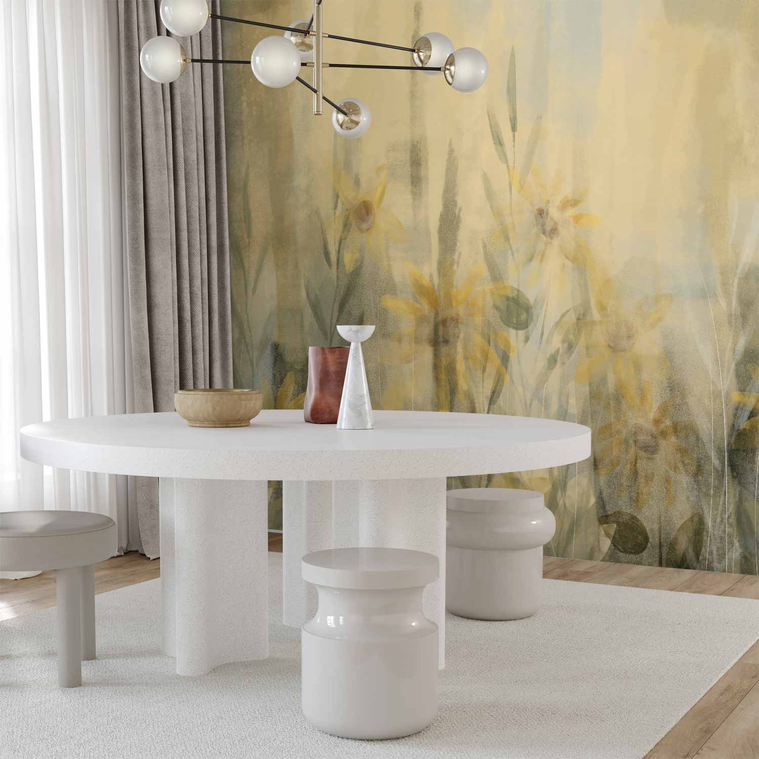 Yellow Meadow Floral Nature Wall Mural