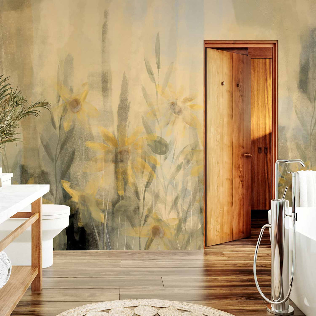 Yellow Meadow Floral Nature Wall Mural