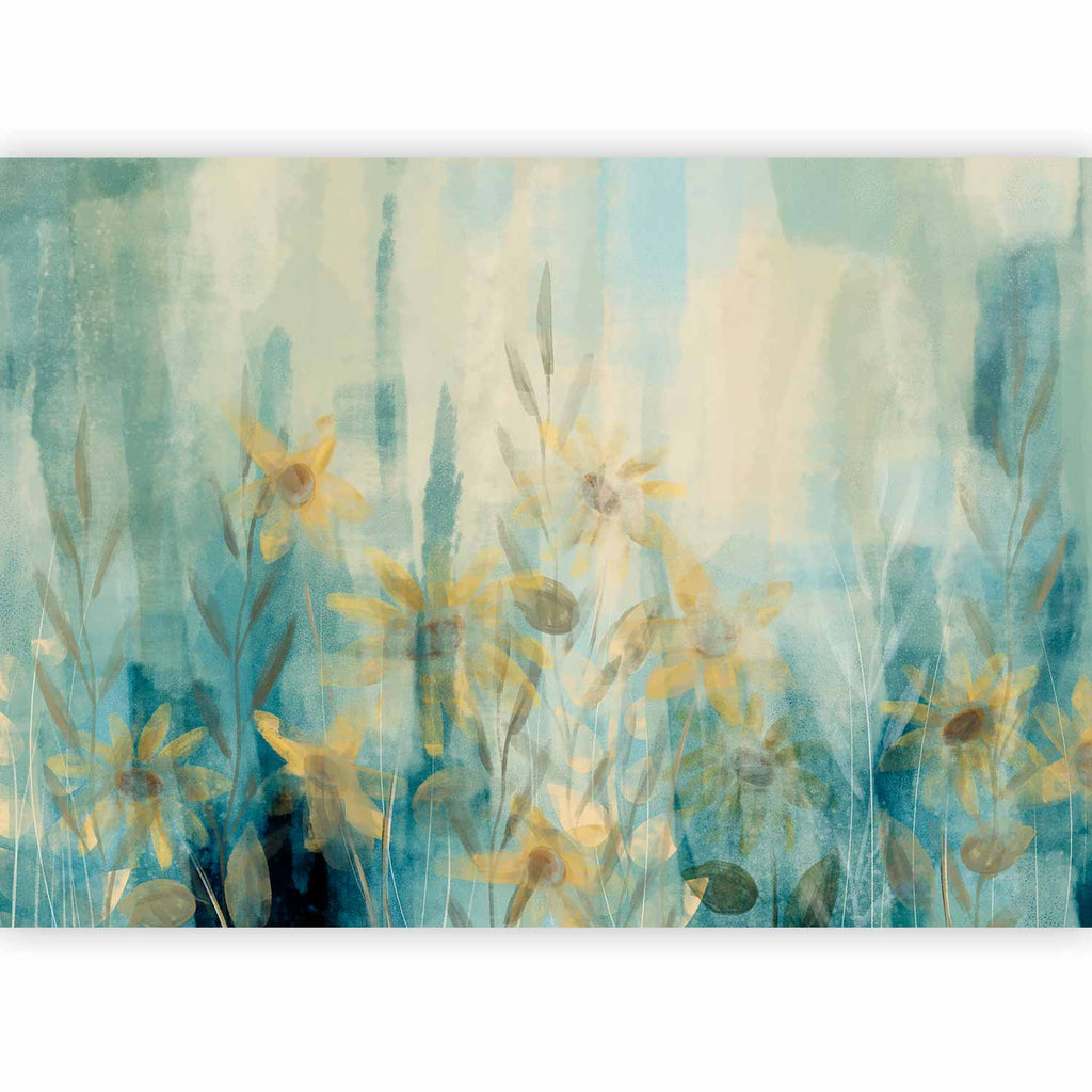 Wall Mural Summer Floral Meadow Blue Tones