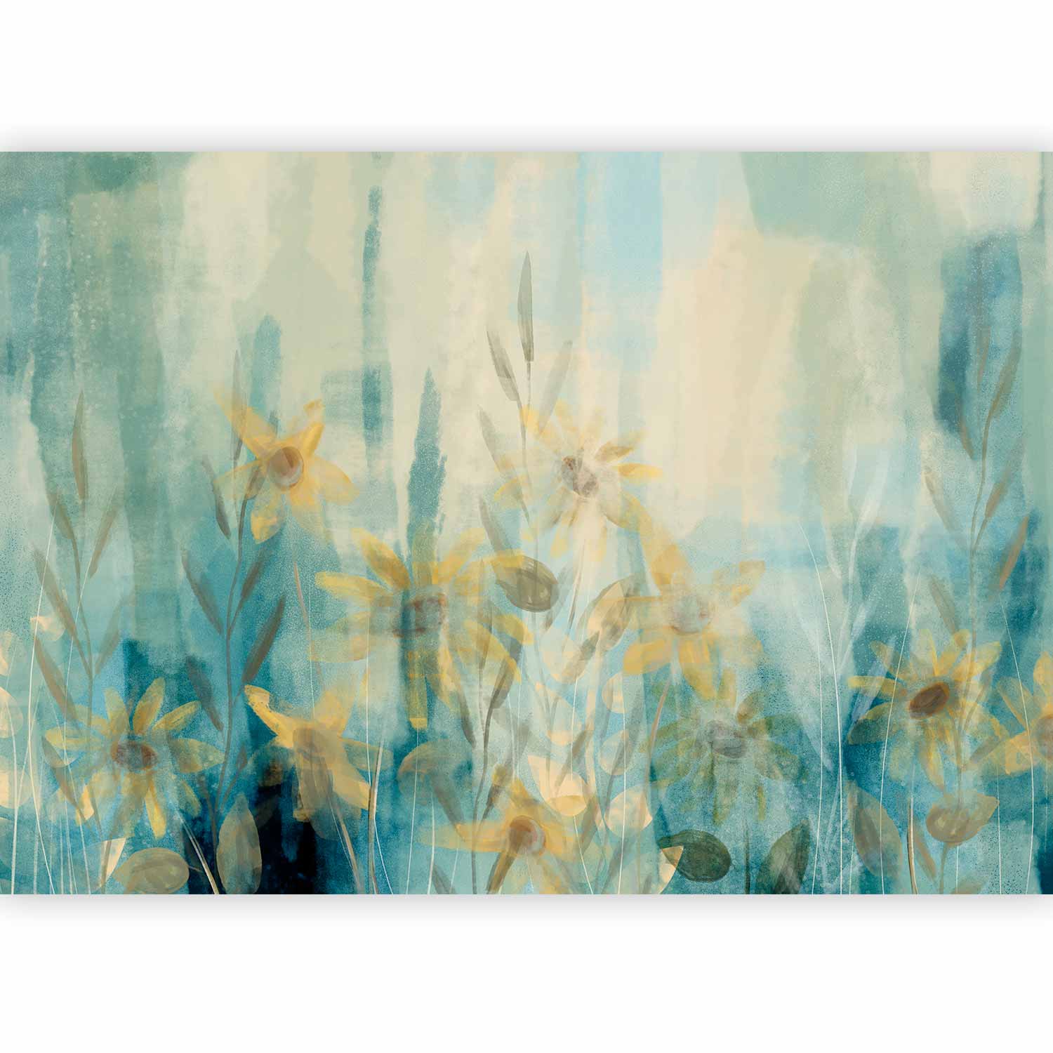 Wall Mural Summer Floral Meadow Blue Tones