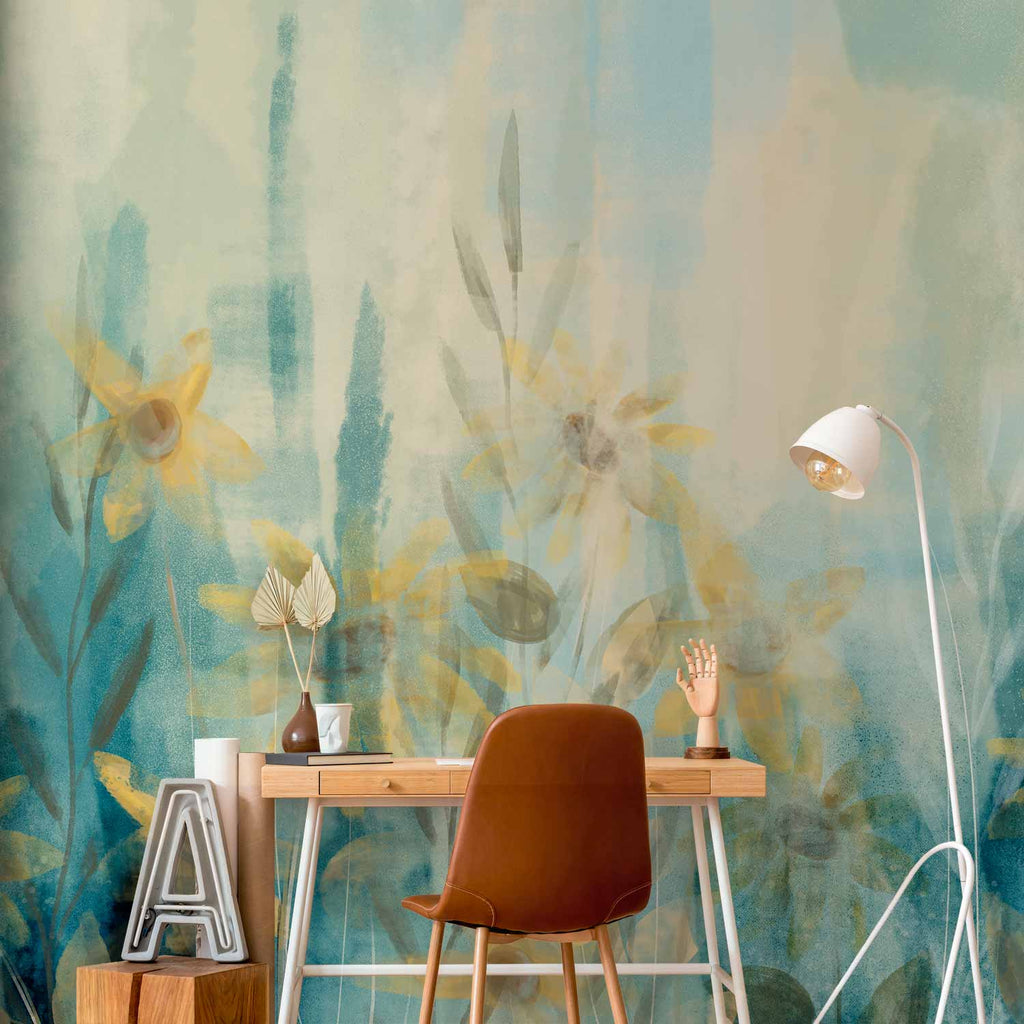 Blue Meadow Flowers Floral Wall Mural