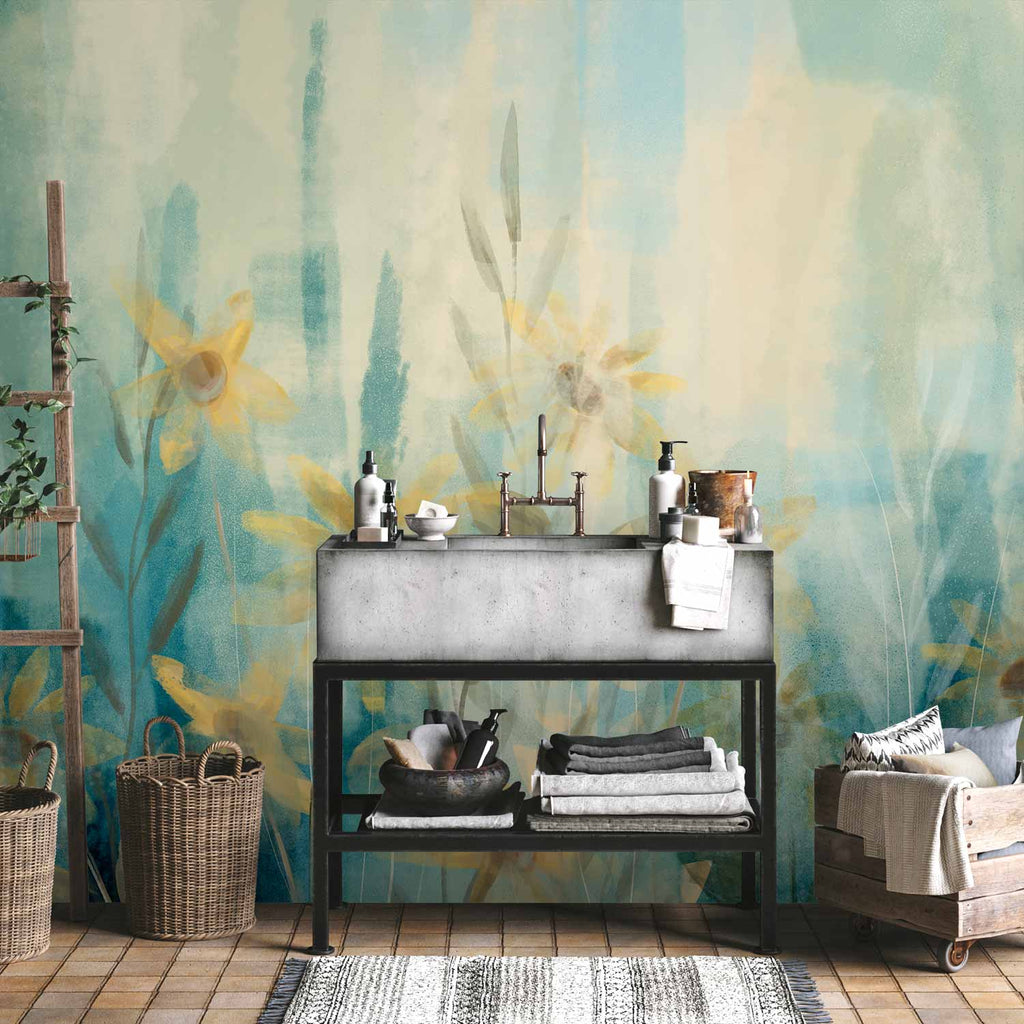 Blue Meadow Flowers Floral Wall Mural