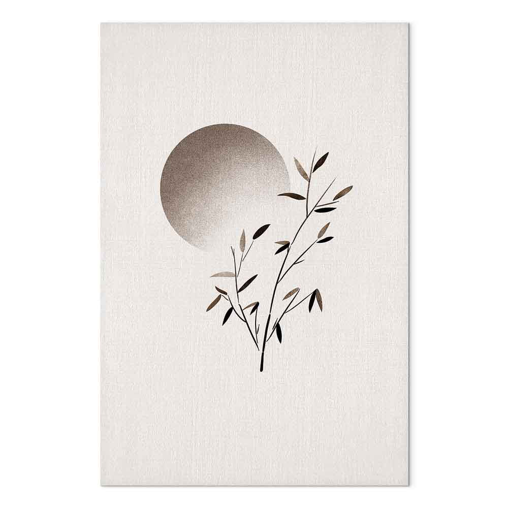 Eastern Minimalist Leaves Vertical Canvas Print