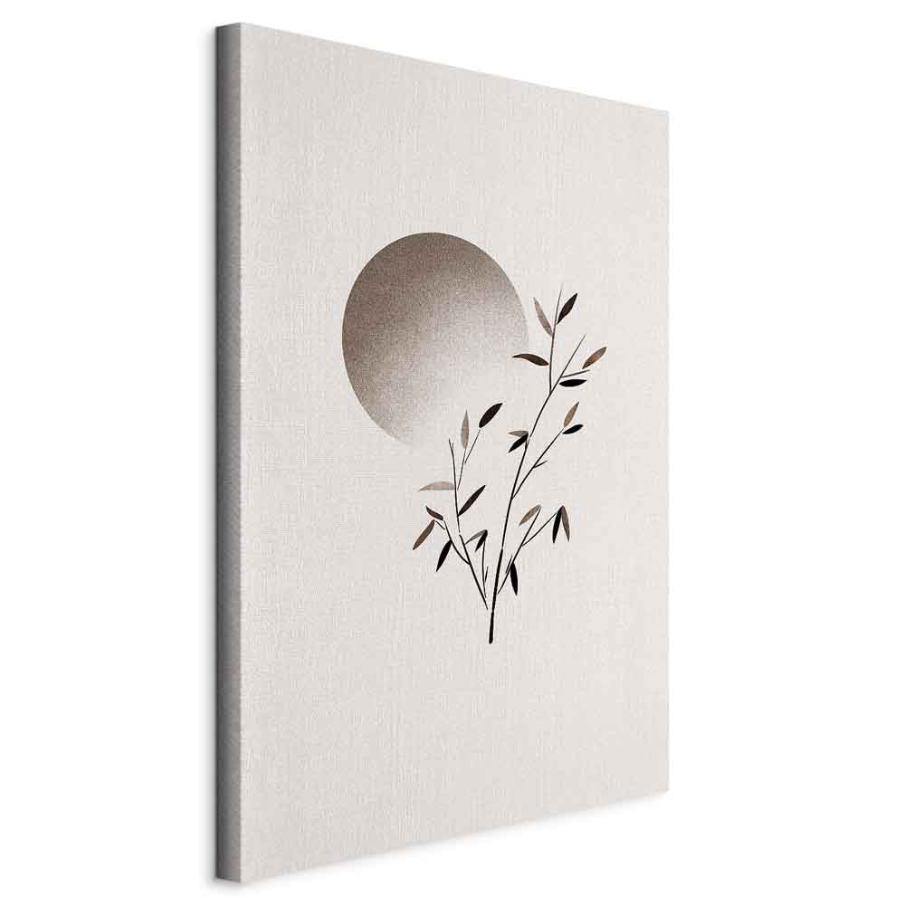 Eastern Minimalist Leaves Vertical Canvas Print