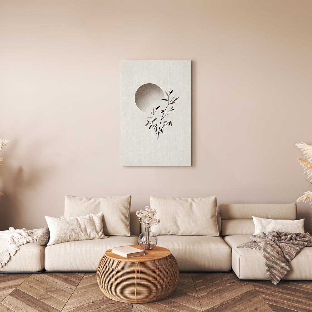 Eastern Minimalist Leaves Vertical Canvas Print