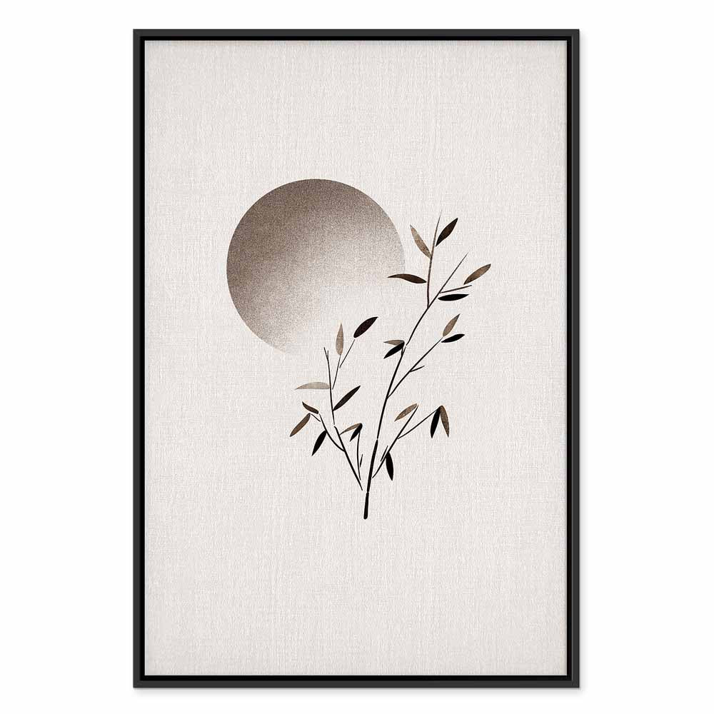 Eastern Minimalist Leaves Vertical Canvas Print