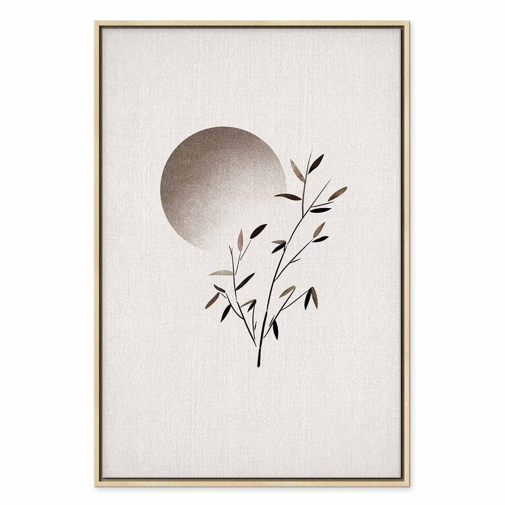 Eastern Minimalist Leaves Vertical Canvas Print