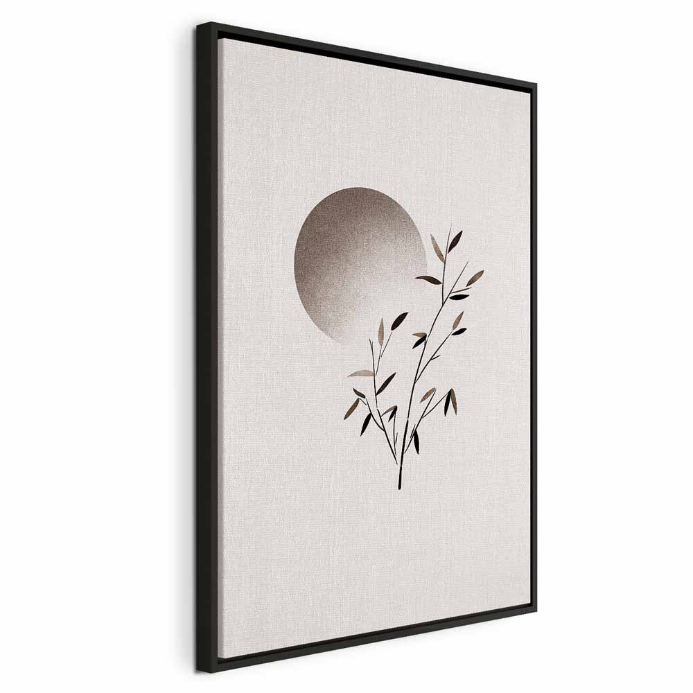 Eastern Minimalist Leaves Vertical Canvas Print