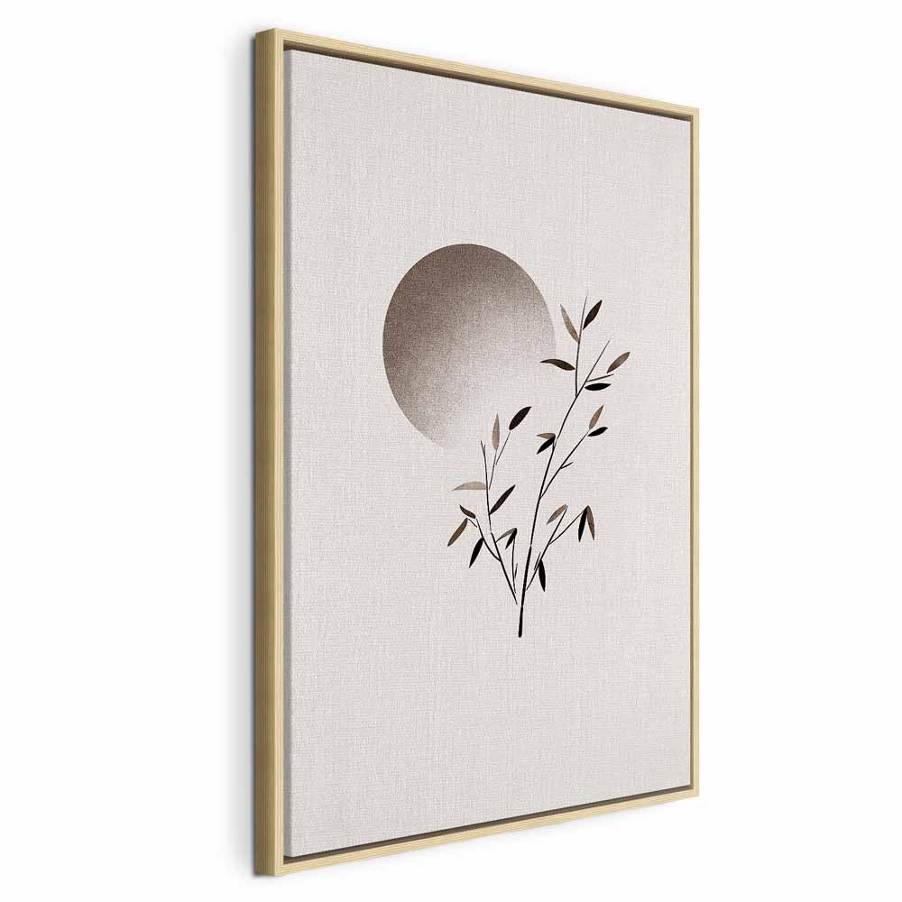 Eastern Minimalist Leaves Vertical Canvas Print