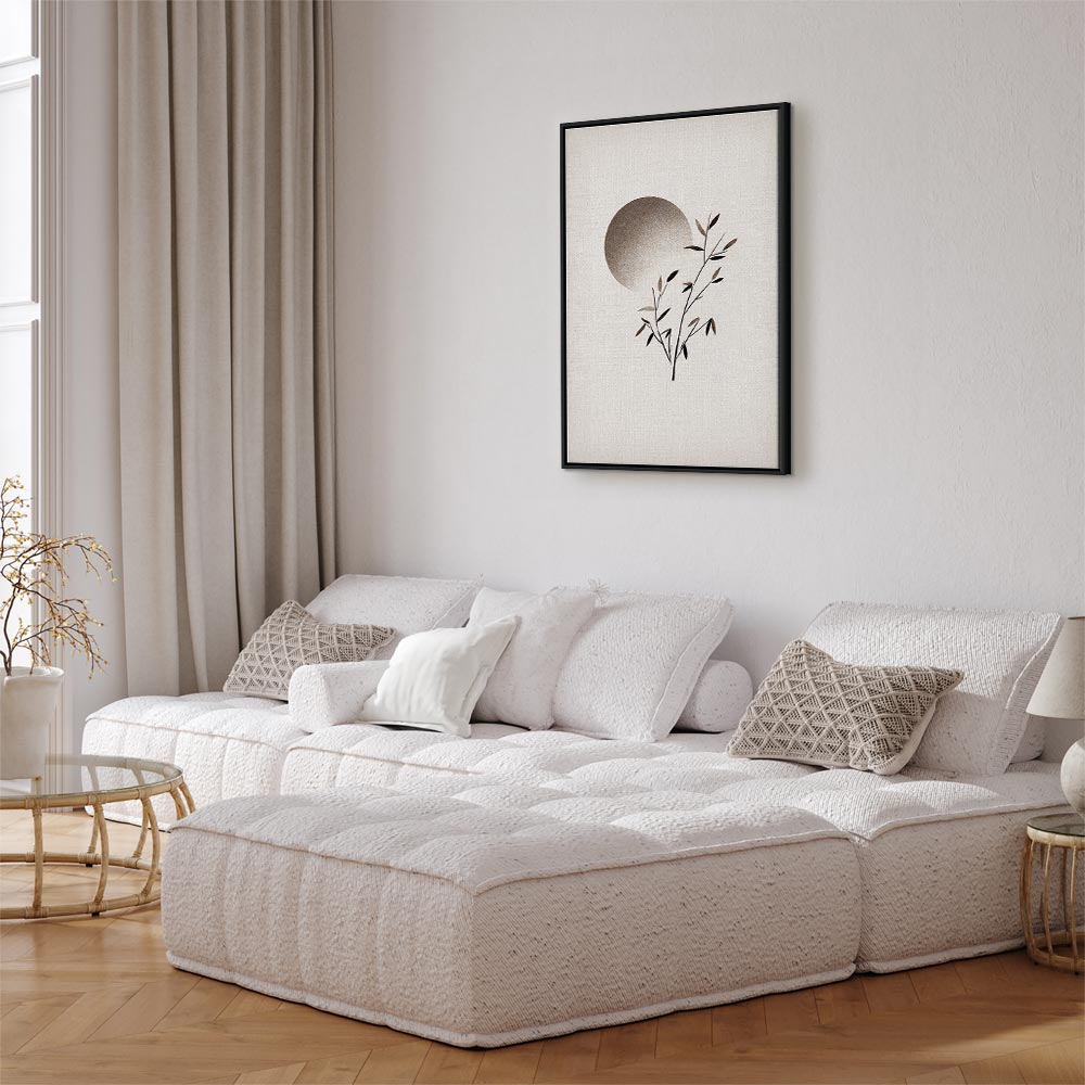 Eastern Minimalist Leaves Vertical Canvas Print