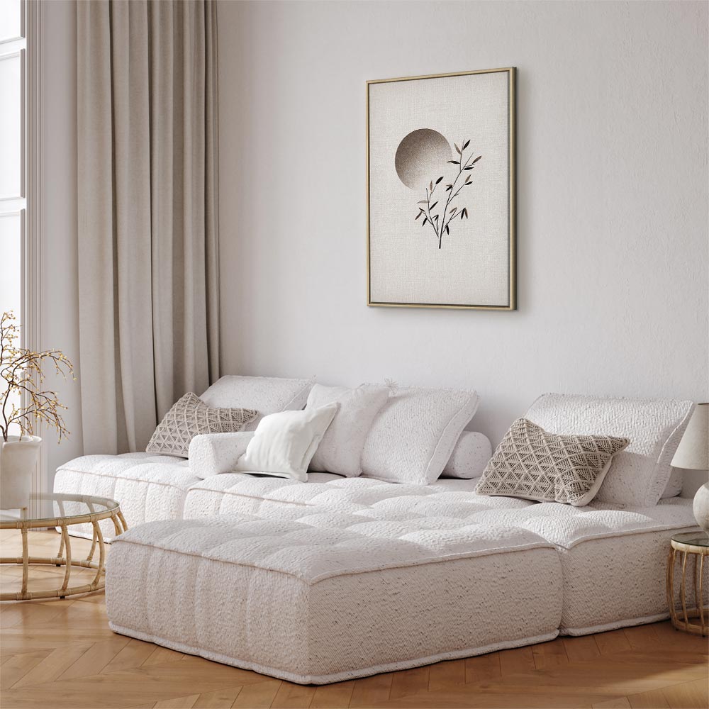 Eastern Minimalist Leaves Vertical Canvas Print