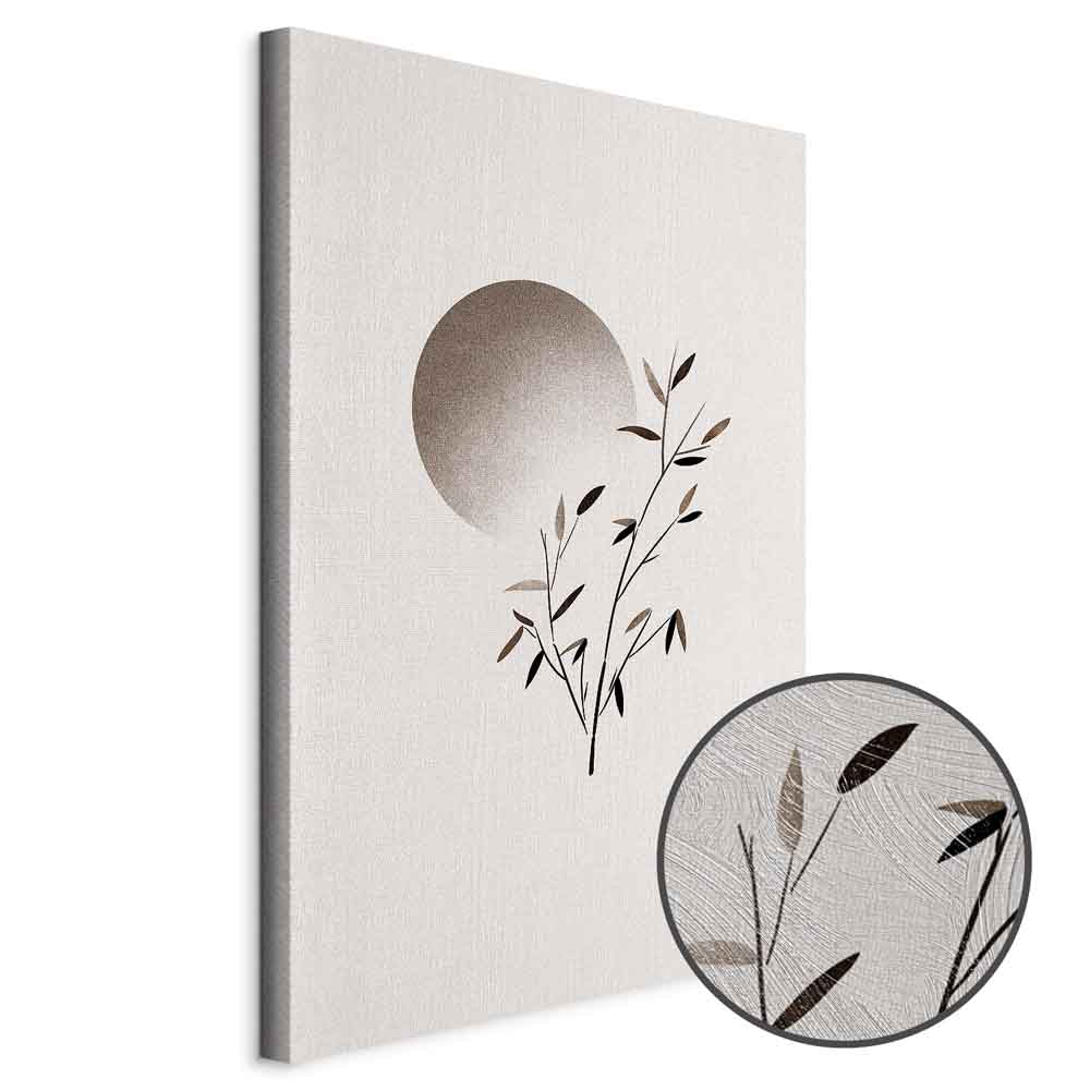 Eastern Minimalist Leaves Vertical Canvas Print