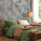 Grey Exotic Leaves Minimalist Landscape Wall Mural