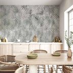 Wall Mural: Minimalist Landscape with Grey Exotic Leaves