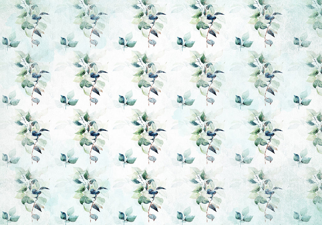 Wall Mural Mint Nature - Floral Leaves Pattern