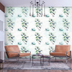 Wall Mural Mint Nature - Floral Leaves Pattern