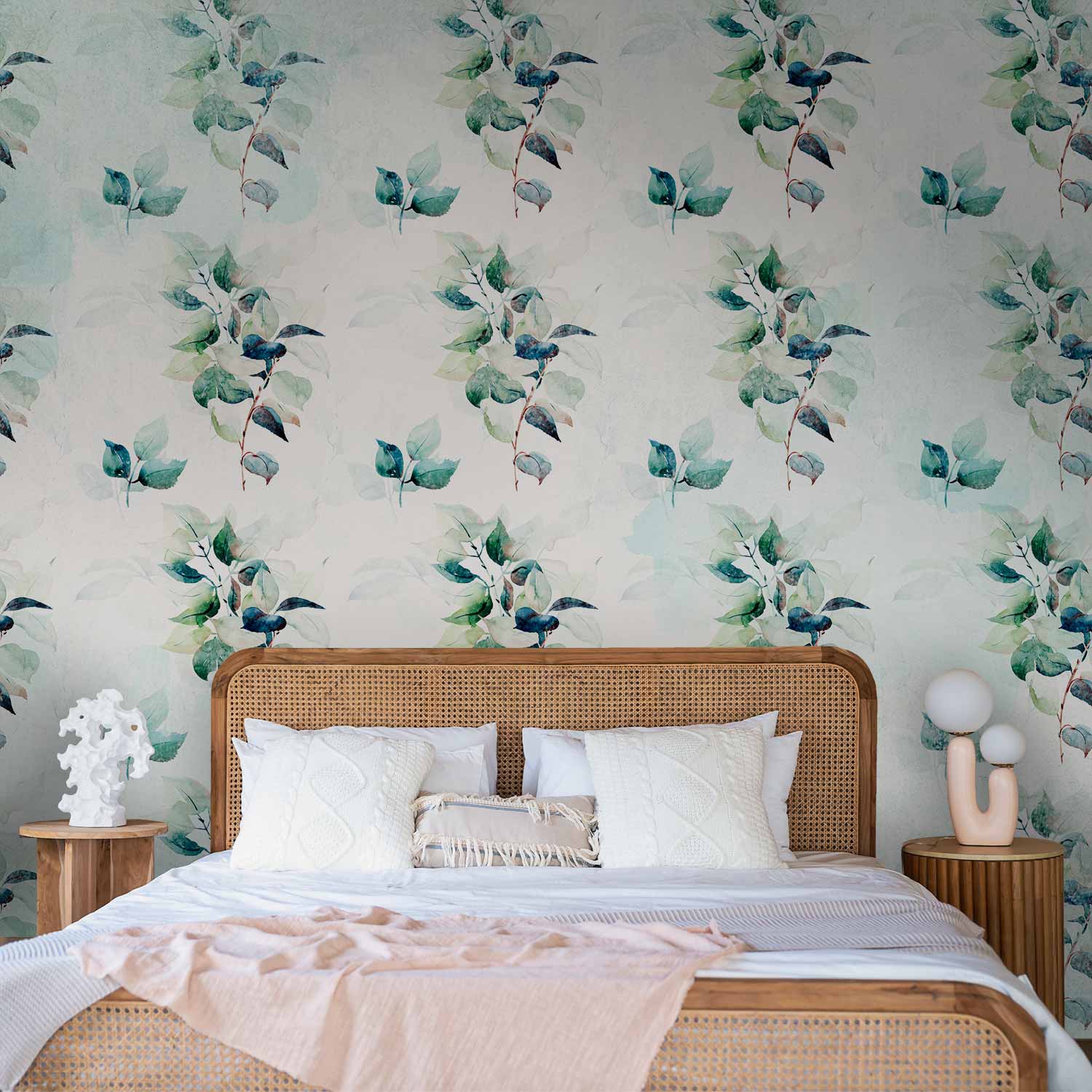 Mint Leaf Pattern Nature Wall Mural