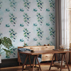 Mint Leaf Pattern Nature Wall Mural