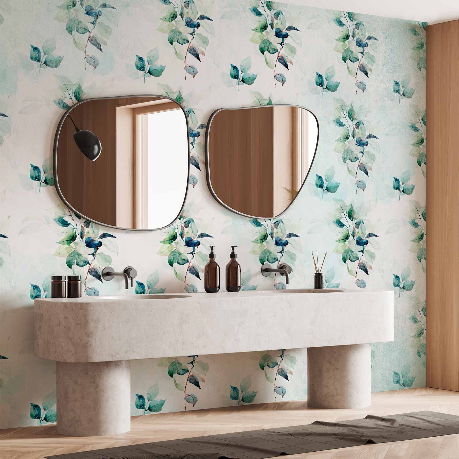 Mint Leaf Pattern Nature Wall Mural