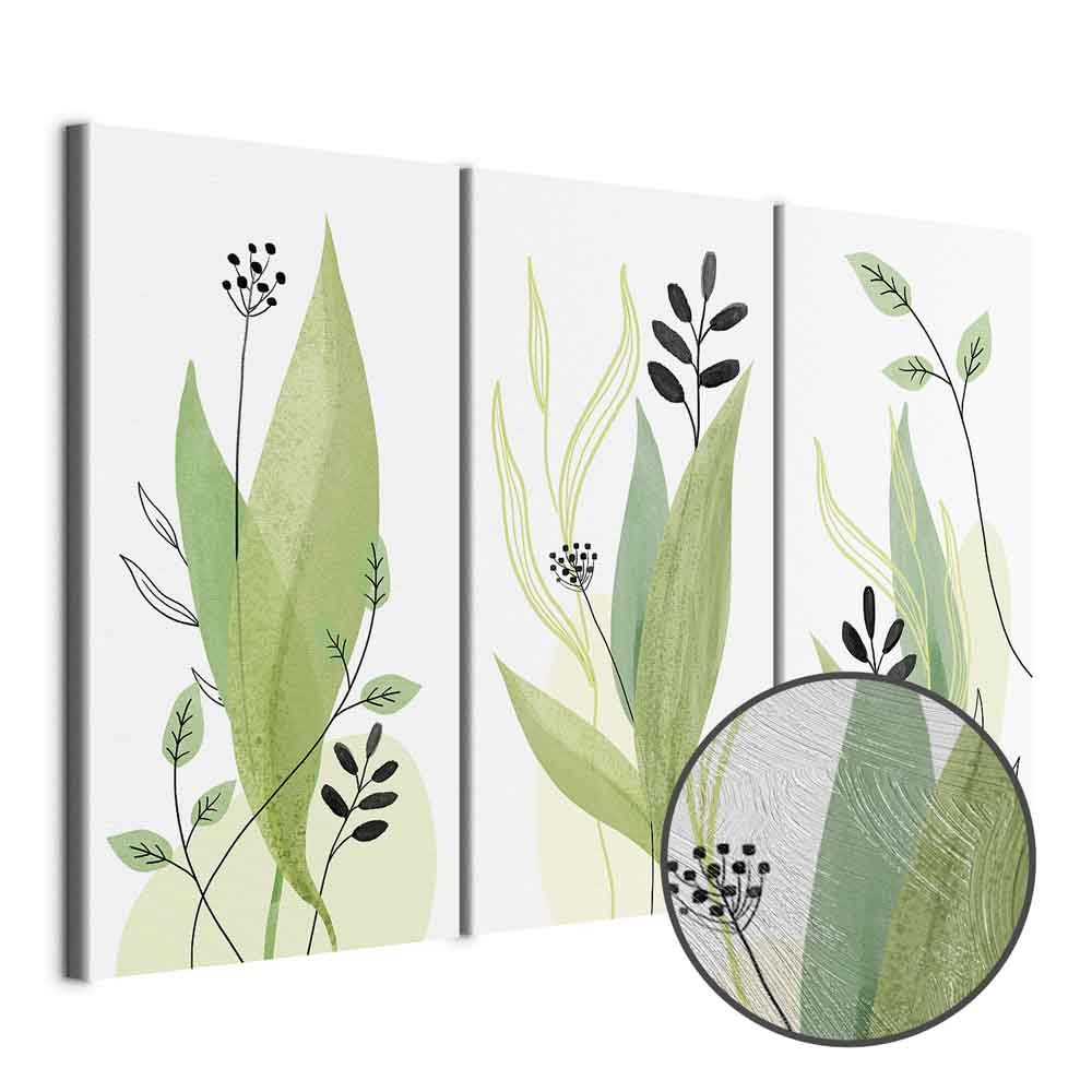 Green Watercolour Leaves Nature Canvas Print