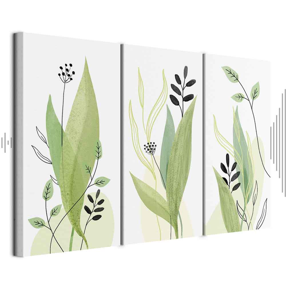 Green Watercolour Leaves Nature Canvas Print