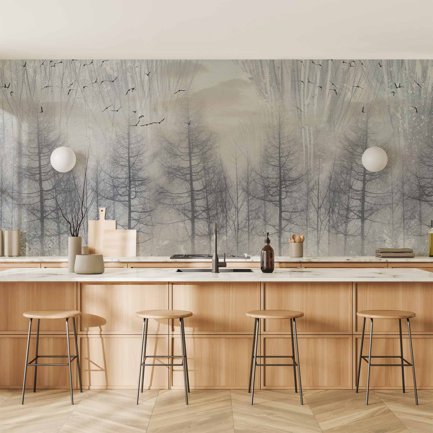 Wall Mural Leaves Winter