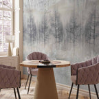 Cold Winter Forest Grey Wall Mural