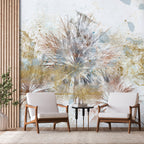 Wall Mural - Grey palms and leaf motif in abstract composition